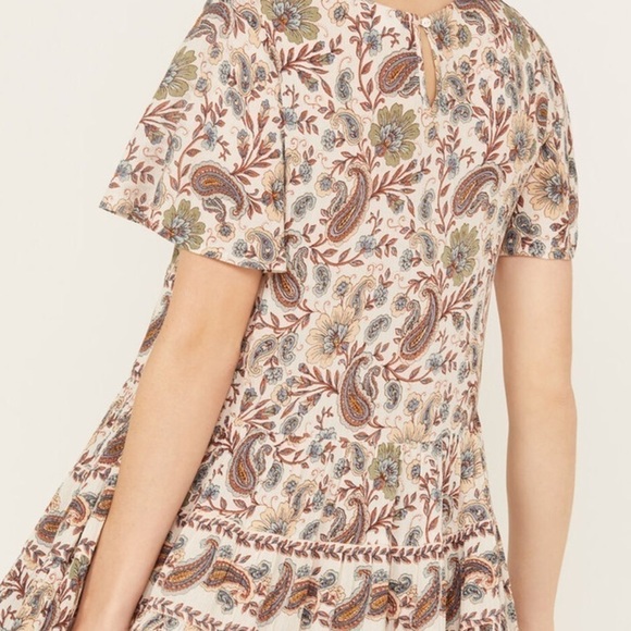 Patrons of Peace Floral Flowy Smocked top dress, keyhole back, Size M medium - Picture 7 of 8